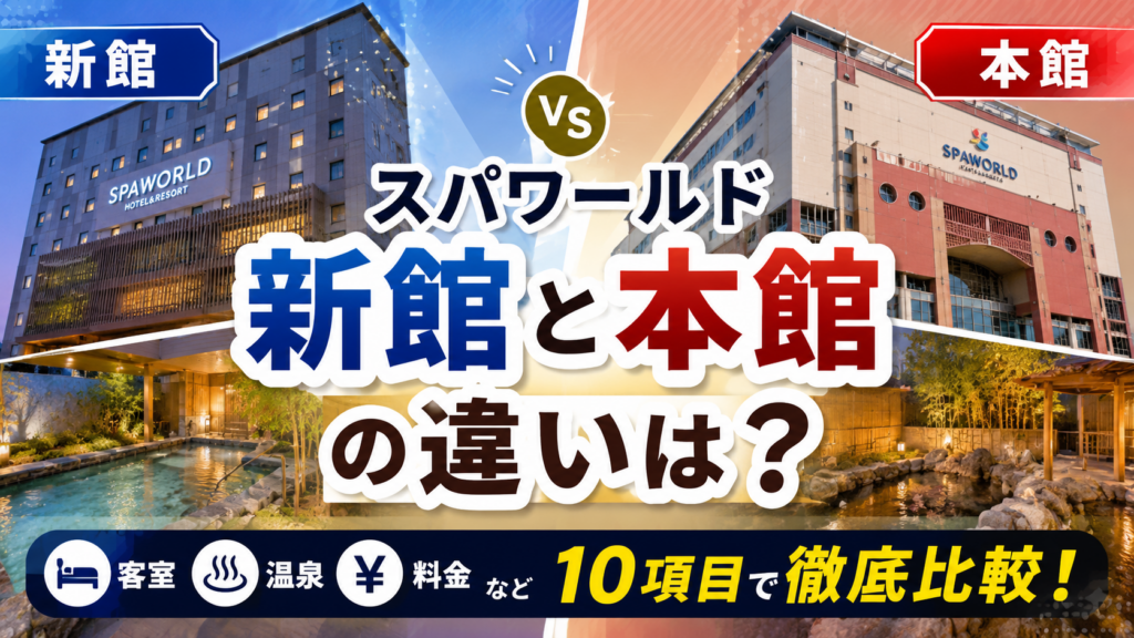 人物なし　スパワールド新館と本館の違いは？どっちがいいか客室・温泉・料金など10項目で徹底比較！