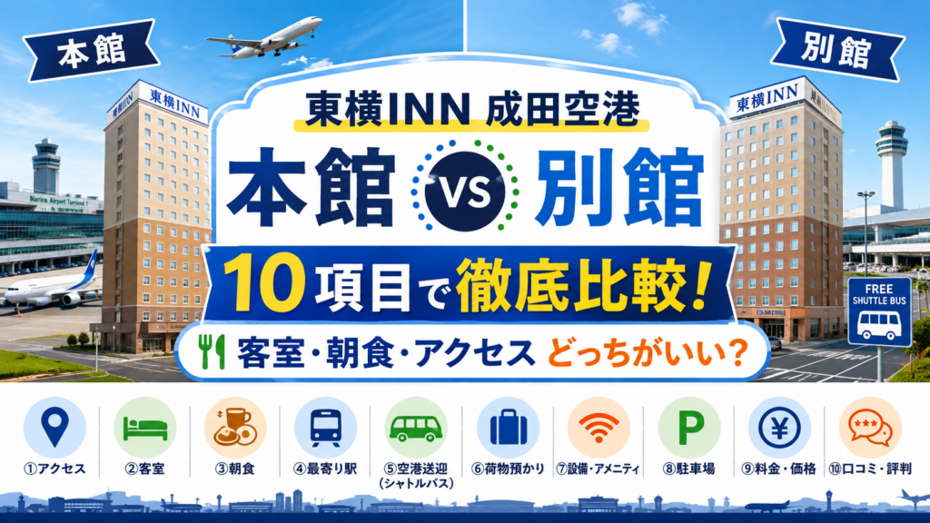 東横INN成田空港本館と別館の違いは?どっちがいい?客室・朝食・アクセスなど10項目で徹底比較!