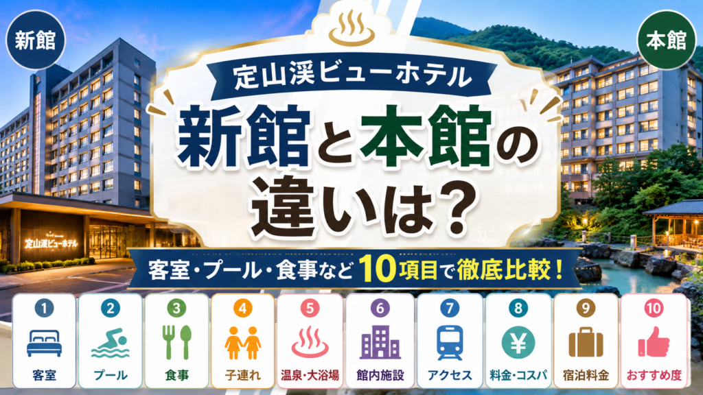 定山渓ビューホテルの新館と本館の違いは?どっちがいいか客室・プール・食事・子連れなど10項目で徹底比較!