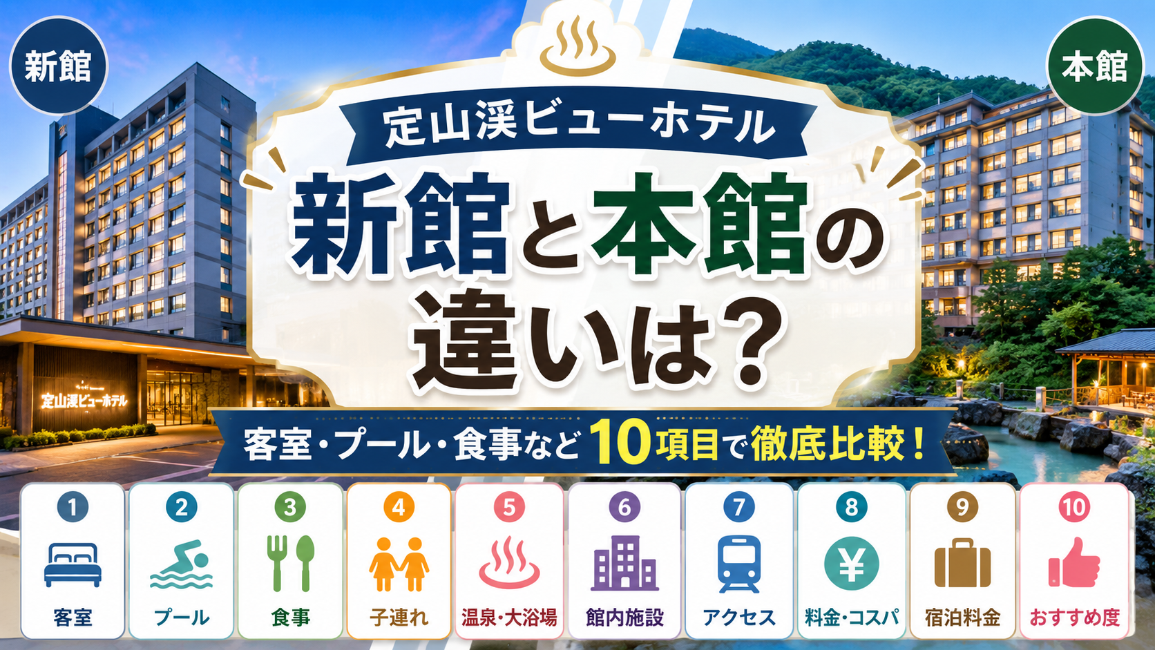 定山渓ビューホテルの新館と本館の違いは？どっちがいいか客室・プール・食事・子連れなど10項目で徹底比較！