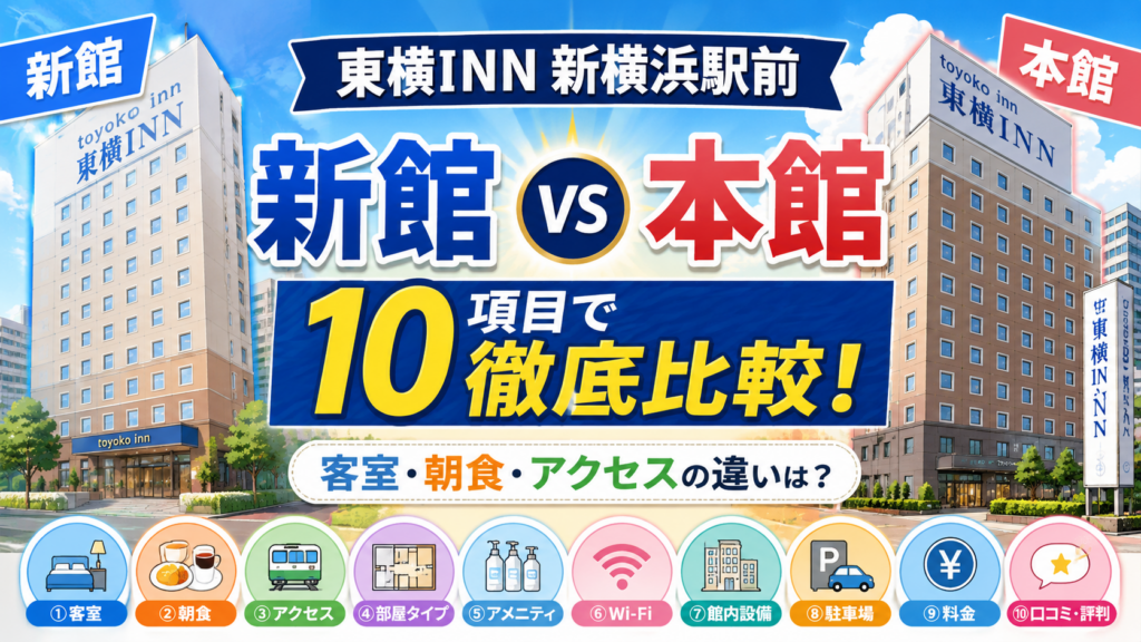 東横INN新横浜駅前新館と本館の違いは?どっちがいいか客室・朝食・アクセスなど10項目で徹底比較!