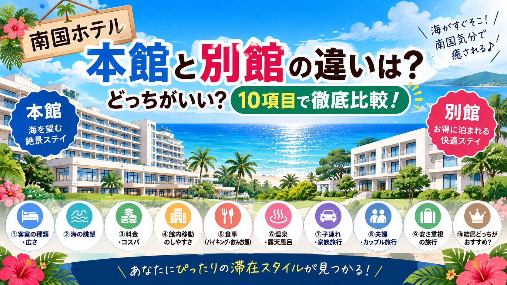 南国ホテル本館と別館の違いは？どっちがいいか客室・海の眺望・料金など10項目で徹底比較！