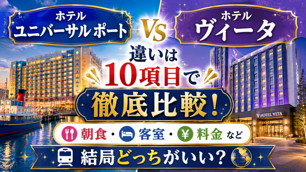 ホテル ユニバーサル ポートとヴィータの違いは？どっちがいいか朝食・客室・料金など10項目で徹底比較！