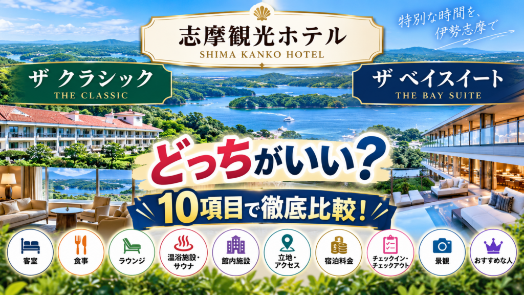 志摩観光ホテル ザ クラシックとザ ベイスイートの違いは?どっちがいいか客室・食事・ラウンジなど10項目で徹底比較!