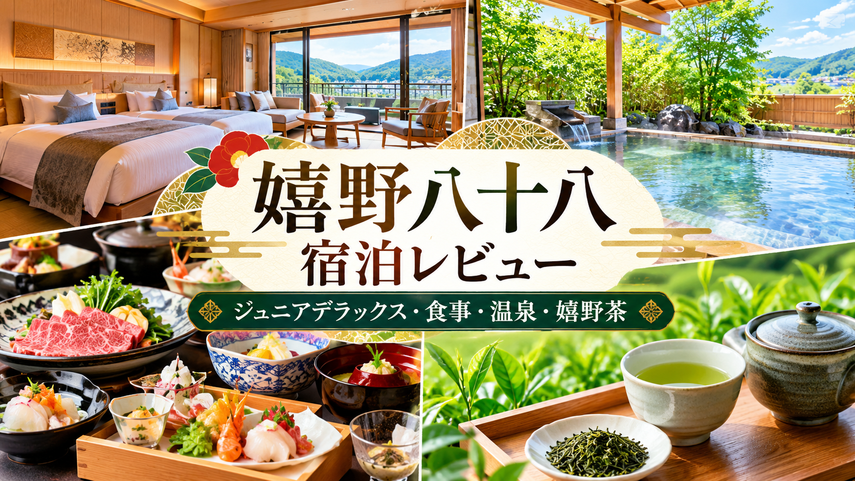 嬉野八十八の宿泊レビューブログ！ジュニアデラックス・食事・温泉・嬉野茶を写真付きで紹介